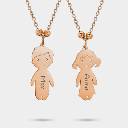 Personalisierte Halskette Figuren Junge und Mädchen