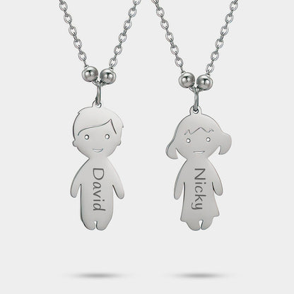 Personalisierte Halskette Figuren Junge und Mädchen