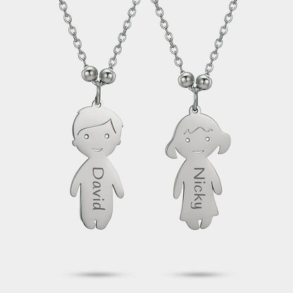 Personalisierte Halskette Figuren Junge und Mädchen