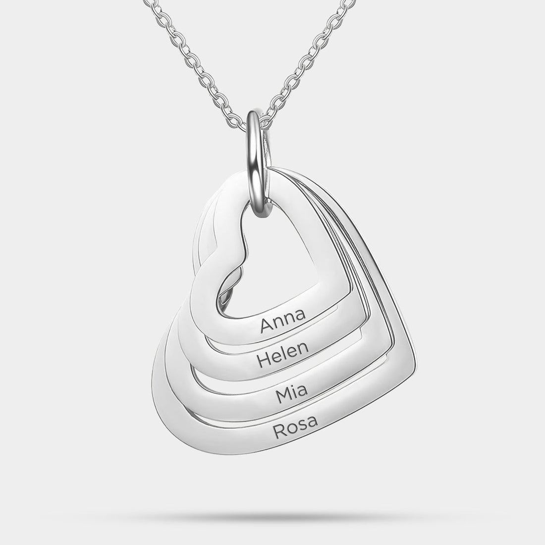 Personalisierte Herz-Halskette Mit Vier Namen