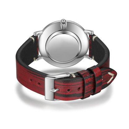 Personalisierte Foto Uhr Silber Mit Lederarmband